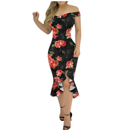 Hem Women Fashion Cold Print Plain Dress Floral Loose Ruffle Slit Dress Shoulder Women s Dress Maternity Dress for Women Wrap Summer Dress
Hem Women Fashion Cold Print Plain Dress Floral Loose Ruffle Slit Dress Shoulder Women s Dress Maternity Dress for Women Wrap Summer Dress