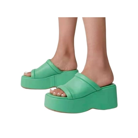 Tenmix Ladies Casual Shoes Thick Sole Slides Summer Platform Sandals Slip On Wedge Shoe Womens Solid Color Fashion Slide Slippers Green 7.5
Tenmix Ladies Casual Shoes Thick Sole Slides Summer Platform Sandals Slip On Wedge Shoe Womens Solid Color Fashion Slide Slippers Green 7.5