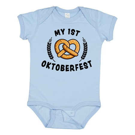 Inktastic My 1st Oktoberfest with Pretzel and Laurels Gift Baby Boy or Baby Girl Bodysuit