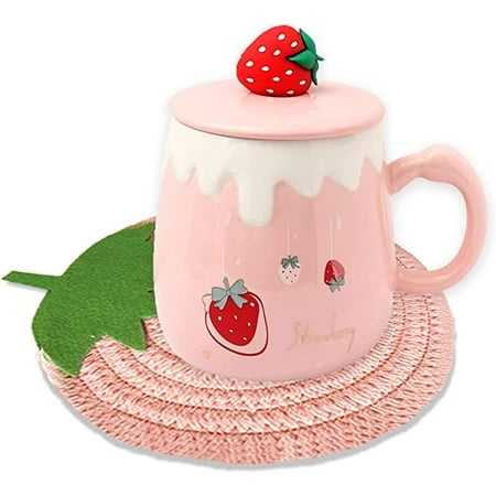 Pink Cute Ceramic Strawberry Cup Cute Strawberry Mugs with Strawberry Coaster with Lid and Stainless Steel Spoon
Pink Cute Ceramic Strawberry Cup Cute Strawberry Mugs with Strawberry Coaster with Lid and Stainless Steel Spoon
