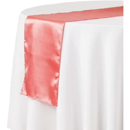 LTC LINENS 14 x 108 in. Satin Table Runner Coral
