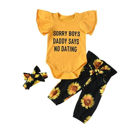 QWERTYU Newborn Infant Baby Toddler Girl Boy 3PCS Outfit Ruffle Long Sleeve Clothing Set Ruffle Bodysuit and Sunflower Pants Set with Headband Yellow
QWERTYU Newborn Infant Baby Toddler Girl Boy 3PCS Outfit Ruffle Long Sleeve Clothing Set Ruffle Bodysuit and Sunflower Pants Set with Headband Yellow