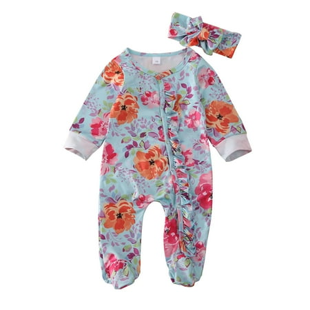 Carolilly Infant Newborn Baby Girl Lotus Leaf Printed One-Piece with Feet Covered Romper Jumpsuit + Headband 2Pcs Bodysuits
Carolilly Infant Newborn Baby Girl Lotus Leaf Printed One-Piece with Feet Covered Romper Jumpsuit + Headband 2Pcs Bodysuits