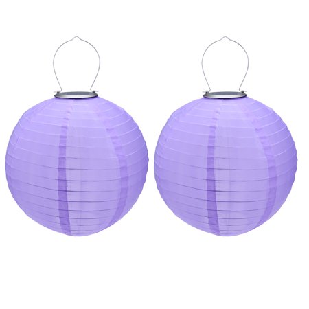 2 Packs 12" Solar Powered Lanterns Hanging Solar Lamps for Garden Purple