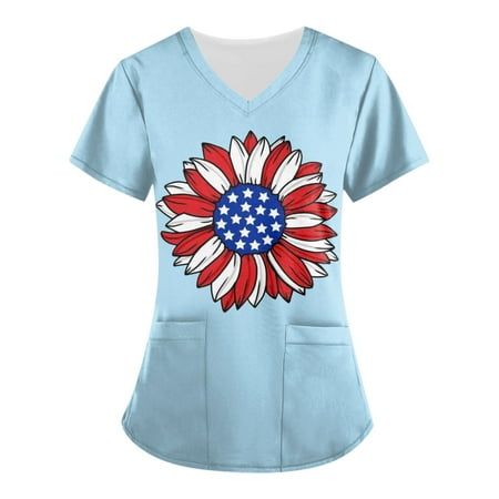 Sksloeg Scrubs Tops Women Clearance American Flag Print Patriotic T Shirts Short Sleeve V-Neck Workwear Nurse Uniform Tee with Pockets Cyan XXXL
Sksloeg Scrubs Tops Women Clearance American Flag Print Patriotic T Shirts Short Sleeve V-Neck Workwear Nurse Uniform Tee with Pockets Cyan XXXL