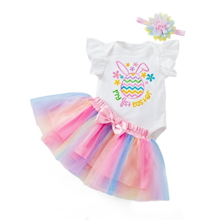 Xkwyshop Newborn Baby Girl Easter Clothes Set Egg Embroidery Romper + Colorful Tulle Skirt + Flower Headband 6-9 Months
Xkwyshop Newborn Baby Girl Easter Clothes Set Egg Embroidery Romper + Colorful Tulle Skirt + Flower Headband 6-9 Months