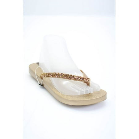 Ipanema Womens Embellished Pebble Flip Flop Sandals Gold Size 8
