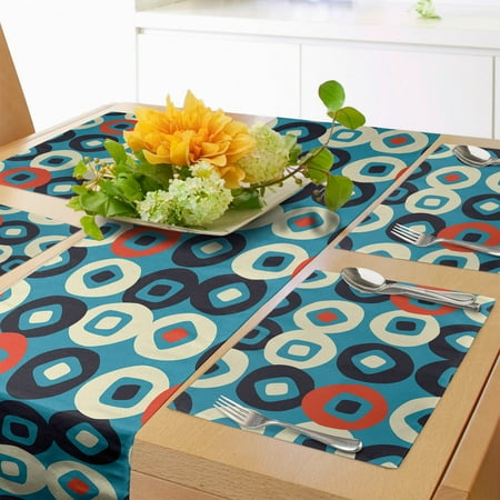 Retro Table Runner & Placemats Funky Disc Shaped Quirky Formless Circles Inner Round and Squares Set for Dining Table Placemat 4 pcs + Runner 12 x90 Dark Blue Grey Red and Cream by Ambesonne
Retro Table Runner & Placemats Funky Disc Shaped Quirky Formless Circles Inner Round and Squares Set for Dining Table Placemat 4 pcs + Runner 12 x90 Dark Blue Grey Red and Cream by Ambesonne