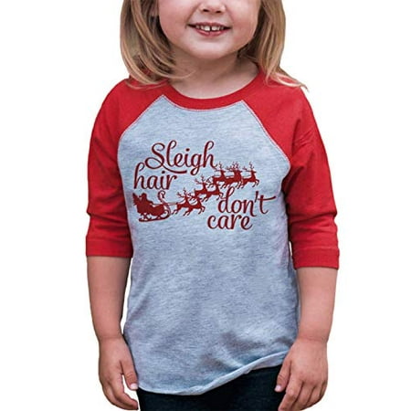 Custom Party Shop Kids Sleigh Hair Don t Care Christmas Raglan Shirt Red
