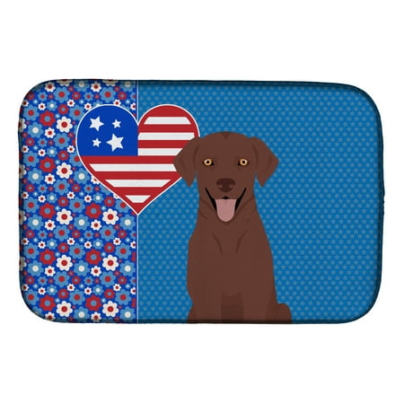 Chocolate Labrador Retriever USA American Dish Drying Mat 14 in x 21 in