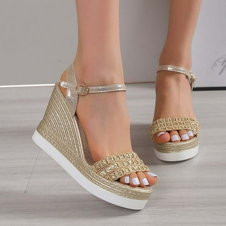 HAOTAGS Casual Walking Sandals for Ladies Platform Summer Wedge Sandals Gold Size 7.5
HAOTAGS Casual Walking Sandals for Ladies Platform Summer Wedge Sandals Gold Size 7.5