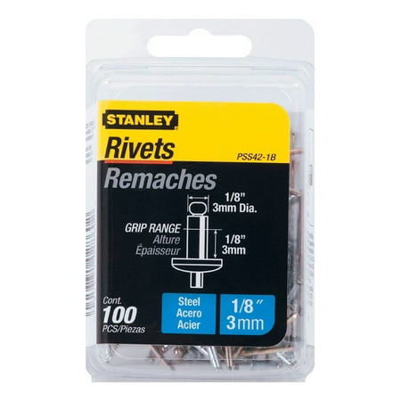 Stanley 1/8 in. D X 1/8 in. Steel Blind Rivets Silver 100 pk