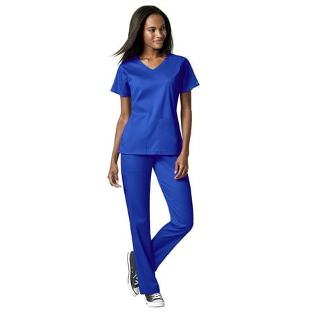 WonderWink Scrubs Set PRO Women s 4 Pocket Wrap Top & Knit Waist Straight Leg Pant