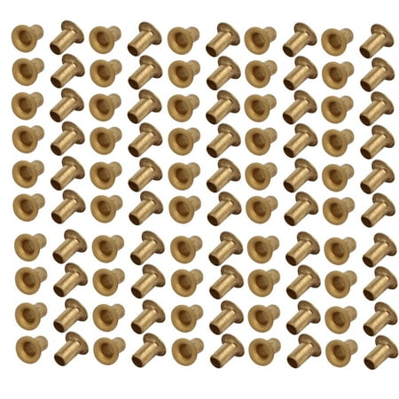100pcs M3 x 5mm Brass Plated Metal Hollow Eyelets Rivets Gold Tone
