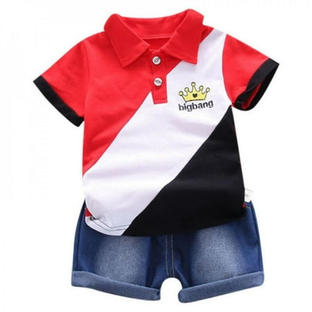 Promotion!Summer Children Baby Boys Short Sleeve Crown Patchwork Pattern T-shirt Blouse+Denim Shorts Casual Outfits Sets
Promotion!Summer Children Baby Boys Short Sleeve Crown Patchwork Pattern T-shirt Blouse+Denim Shorts Casual Outfits Sets
