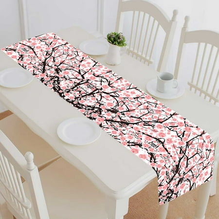 PKQWTM Full Bloom Pink Sakura Tree Black Wood White Flower Branch Cotton and Linen Table Runner Kitchen Dining Room Supplies Size 16x72 Inch
PKQWTM Full Bloom Pink Sakura Tree Black Wood White Flower Branch Cotton and Linen Table Runner Kitchen Dining Room Supplies Size 16x72 Inch