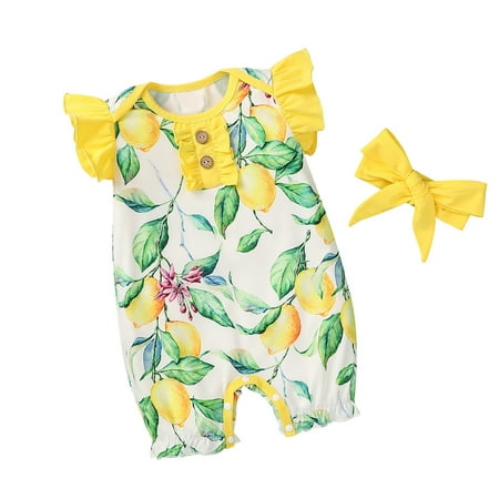 Baby Girl Outfit Fruit Printed Romper+Headband Ruffle Girls Sets Jumpsuit Girls Outfits For 6-9 Months
Baby Girl Outfit Fruit Printed Romper+Headband Ruffle Girls Sets Jumpsuit Girls Outfits For 6-9 Months