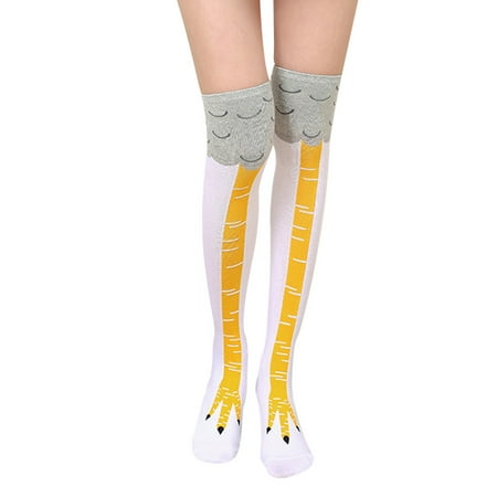 Funny Women Girl Casual Chicken Creative Print Cartoon Thigh Socks