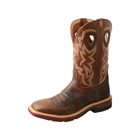 Twisted X Work Boot Men 12 WP Wide Square 8.5 D Smokey Brown MXBW002
