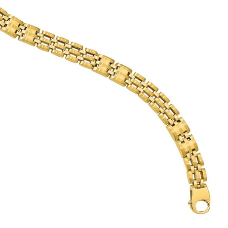 Primal Gold 14 Karat Yellow Gold Satin and Polished Men's Link Bracelet