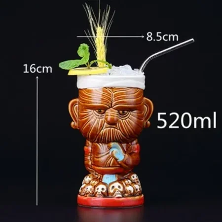 MOSHINI 450ml Ceramic Tiki Mug Creative Porcelain Beer Wine Mug Cup Bar Tool -