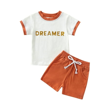 Suanret Toddler Baby Boy Summer Clothes Letter Print Short Sleeve T-shirt+Solid Shorts 2pcs Outfits White 3-4 Years
Suanret Toddler Baby Boy Summer Clothes Letter Print Short Sleeve T-shirt+Solid Shorts 2pcs Outfits White 3-4 Years