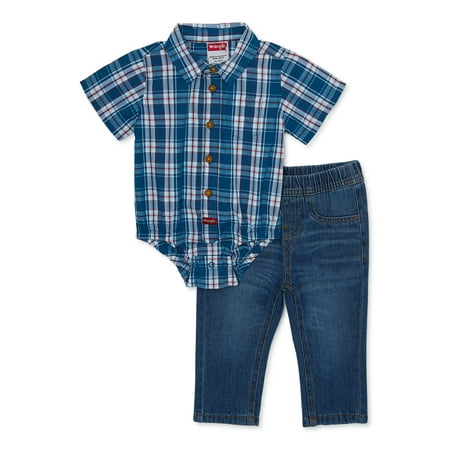 Wrangler Baby Boy Short Sleeve Bodysuit with Denim Pants 2-Piece Set 0/3M-24M
Wrangler Baby Boy Short Sleeve Bodysuit with Denim Pants 2-Piece Set 0/3M-24M