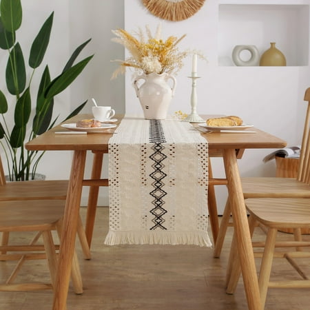 2 Pack 12x79 Inches Farmhouse Table Runner Collection Braided Stripe