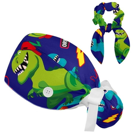 Working Cap with Buttons and Sweatband Scrub Hat Bouffant Caps with Scrunchie Dinosaur Tie Back Hats
Working Cap with Buttons and Sweatband Scrub Hat Bouffant Caps with Scrunchie Dinosaur Tie Back Hats