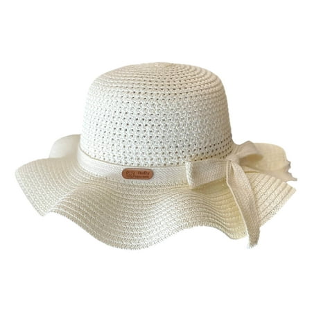 

Children s Girls Sunscreen Hat Summer Bow Sun Hat Straw Hat Braided Hat Beach Hat Sun Visor Fisherman s Hat Hat Set for Kids Top Level Toddler Baseball Hat