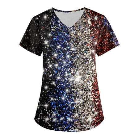 Alrise Indepence Day Shirt Plus Size Retro Independence Day Printed Scrub Working Uniform Tops For Women Cross V-Neck Short Sleeve Fun T-Shirts Workwear Tee With Pockets Multicolor Large
Alrise Indepence Day Shirt Plus Size Retro Independence Day Printed Scrub Working Uniform Tops For Women Cross V-Neck Short Sleeve Fun T-Shirts Workwear Tee With Pockets Multicolor Large