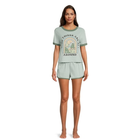 Good Things Women s Ringer Tee and Short Sleep Set 2-Piece