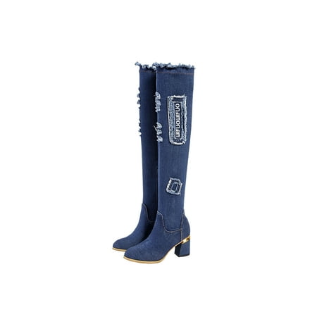 Kesitin Ladies Thigh High Boot Block Heeled Over The Knee Boots Side Zipper Winter Shoes Pull On Non Slip Dress Denim Light Blue 4.5
Kesitin Ladies Thigh High Boot Block Heeled Over The Knee Boots Side Zipper Winter Shoes Pull On Non Slip Dress Denim Light Blue 4.5