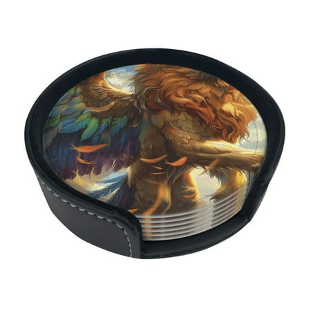 Animal art feature Print Coaster Round Leather Coasters with Storage Box for Wine Mugs Cold Drinks and Cups Tabletop
Animal art feature Print Coaster Round Leather Coasters with Storage Box for Wine Mugs Cold Drinks and Cups Tabletop