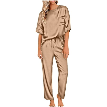 Wenini Summer Savings Clearance Sets Women Satin Pajamas Set Button up Nightgown Short Sleeve V-Neck Sleepwear Two Piece Shorts Set Nightwear # Lightning Deals Khaki XL
Wenini Summer Savings Clearance Sets Women Satin Pajamas Set Button up Nightgown Short Sleeve V-Neck Sleepwear Two Piece Shorts Set Nightwear # Lightning Deals Khaki XL