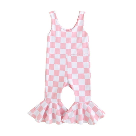 Toddler Baby Girl Bell Bottom Jumpsuit Checkboard Plaid Sleeveless Romper Bodysuit 1-4T Clothes
Toddler Baby Girl Bell Bottom Jumpsuit Checkboard Plaid Sleeveless Romper Bodysuit 1-4T Clothes