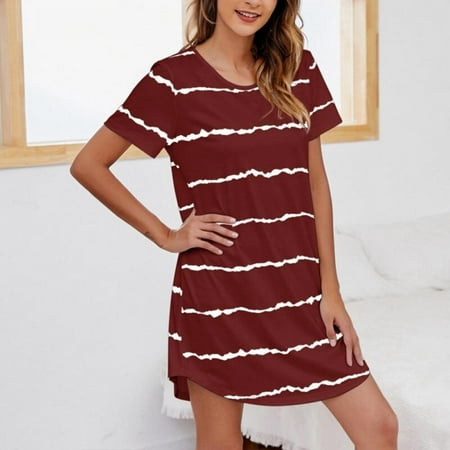 Spree Stripe One-Piece Pajama Round neck Short Sleeve Mid-Length Sleepwear Pullover Loungewear Red XL
Spree Stripe One-Piece Pajama Round neck Short Sleeve Mid-Length Sleepwear Pullover Loungewear Red XL