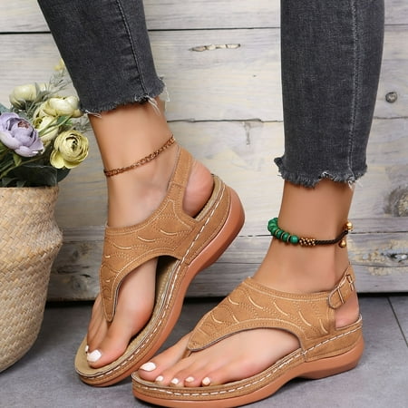 Women‘s Flip Flop Wedge Sandals Solid Color Open Toe Non-slip Buckle Strap Shoes Outdoor Beach Style Shoes
Women‘s Flip Flop Wedge Sandals Solid Color Open Toe Non-slip Buckle Strap Shoes Outdoor Beach Style Shoes