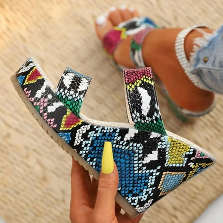 ZHELIYO Women s sandals Sandals For Women Platform Sandals Open Toe Wedge Shoes Snakeskin Print Wedge Slide Sandals Blue 7 
ZHELIYO Women s sandals Sandals For Women Platform Sandals Open Toe Wedge Shoes Snakeskin Print Wedge Slide Sandals Blue 7