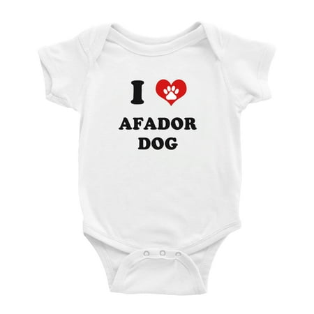I Heart Afador Dog Funny Baby Bodysuits (White 3-6 Months)