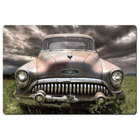 Past Time Signs LANE249 36 x 24 in. Penny Lane Buick in Field Satin Sign