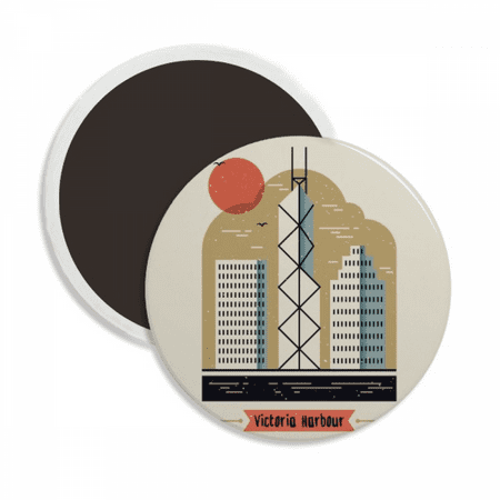 Hong Kong Victoria Harbour Round Ceracs Fridge Magnet Keepsake Decoration