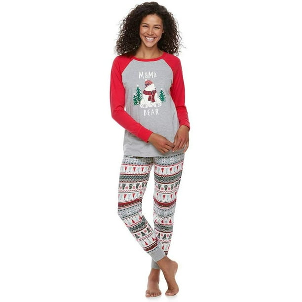 Matching Family Pajamas Sets Christmas Printed Long Sleeve Tee and Pants Loungewear