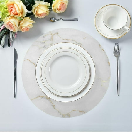 Hidove White Marble Round Placemats 6pcs Non Slip Heat Resistant Washable Table Mats for Kitchen Dining Room Party Decor
Hidove White Marble Round Placemats 6pcs Non Slip Heat Resistant Washable Table Mats for Kitchen Dining Room Party Decor