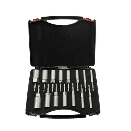 Carevas 15 Pcs Power Nut Driver Drill Bit Set 5.5-19mm Chrome Vanadium Steel Hex Bit Socket Set Screw Drill Bit Holder for Electric Drill with Storage Case
Carevas 15 Pcs Power Nut Driver Drill Bit Set 5.5-19mm Chrome Vanadium Steel Hex Bit Socket Set Screw Drill Bit Holder for Electric Drill with Storage Case