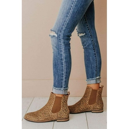 Lucy Avenue Side Stretch Booties Leopard