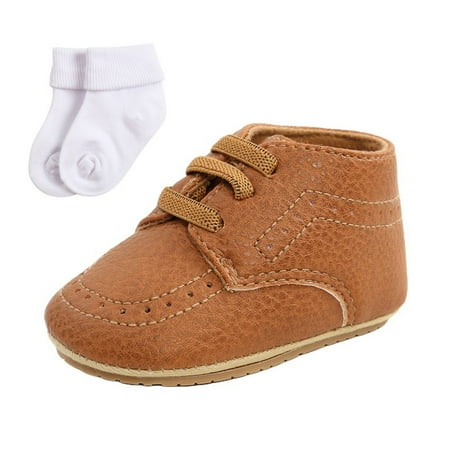 Baby Girl Boy Unisex Non-slip Lace-up Walking Shoes + Socks First Walkers 0-18months