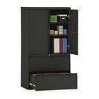 Mbi 2 Drawer Lateral File Cabinet, Height 65-1/4" Width 36" Black, J-17016G-BL