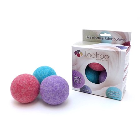 Deluxe 3-Pack 100% Domestic Wool, Made in Maine, USA, Reusable, Natural Fabric Softener - Assorted Colors, Made in USA - LooHoos are proudly made in Maine,.., By LooHoo Wool Dryer Balls Ship from US
