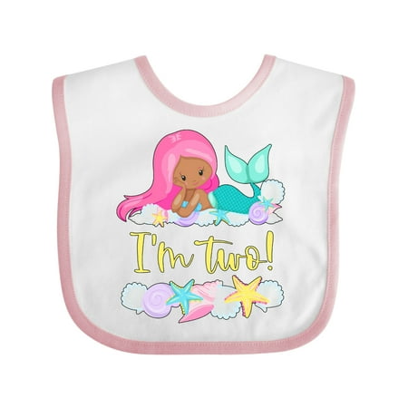 Inktastic I m 2 Mermaid with Pink Hair and Shells Gift Baby Boy or Baby Girl Bib